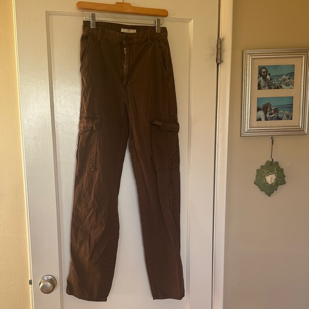 Stradivarius Brown Straight Leg Cargo Pants - Picture 5 of 5